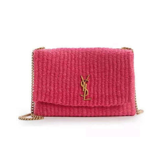 Saint Laurent ﻿Medium Kate Raffia Shoulder Bag Pink Glo - Picture 1 of 15